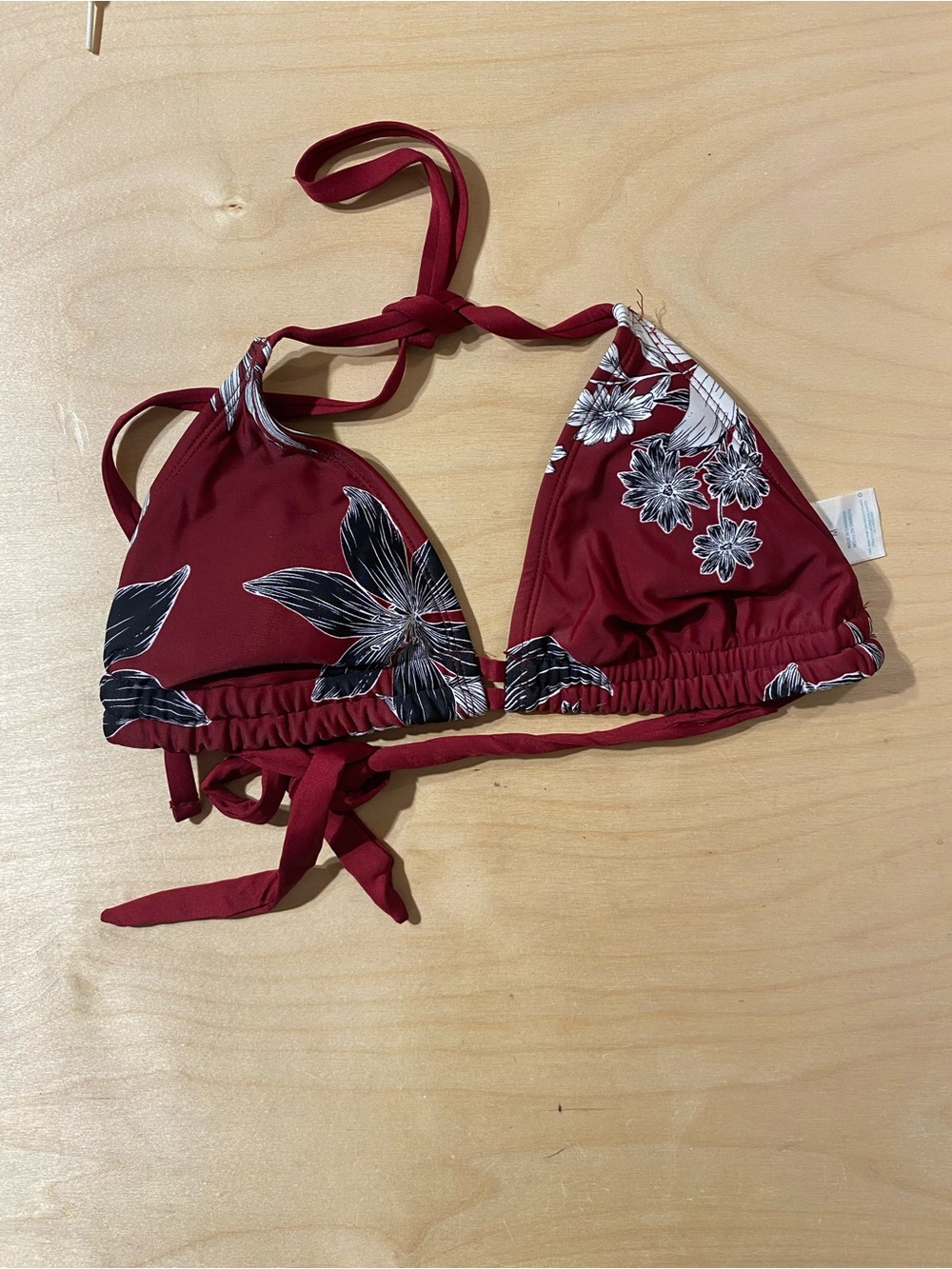 Kona Sol Burgundy Floral Bikini Top Medium (RG) - Picture 2 of 6
